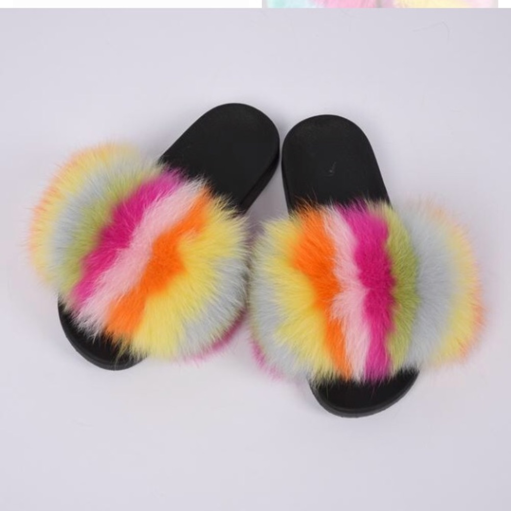 HANDMADE mixed color fur slides!! NO RETURNS - Picture 5 of 6